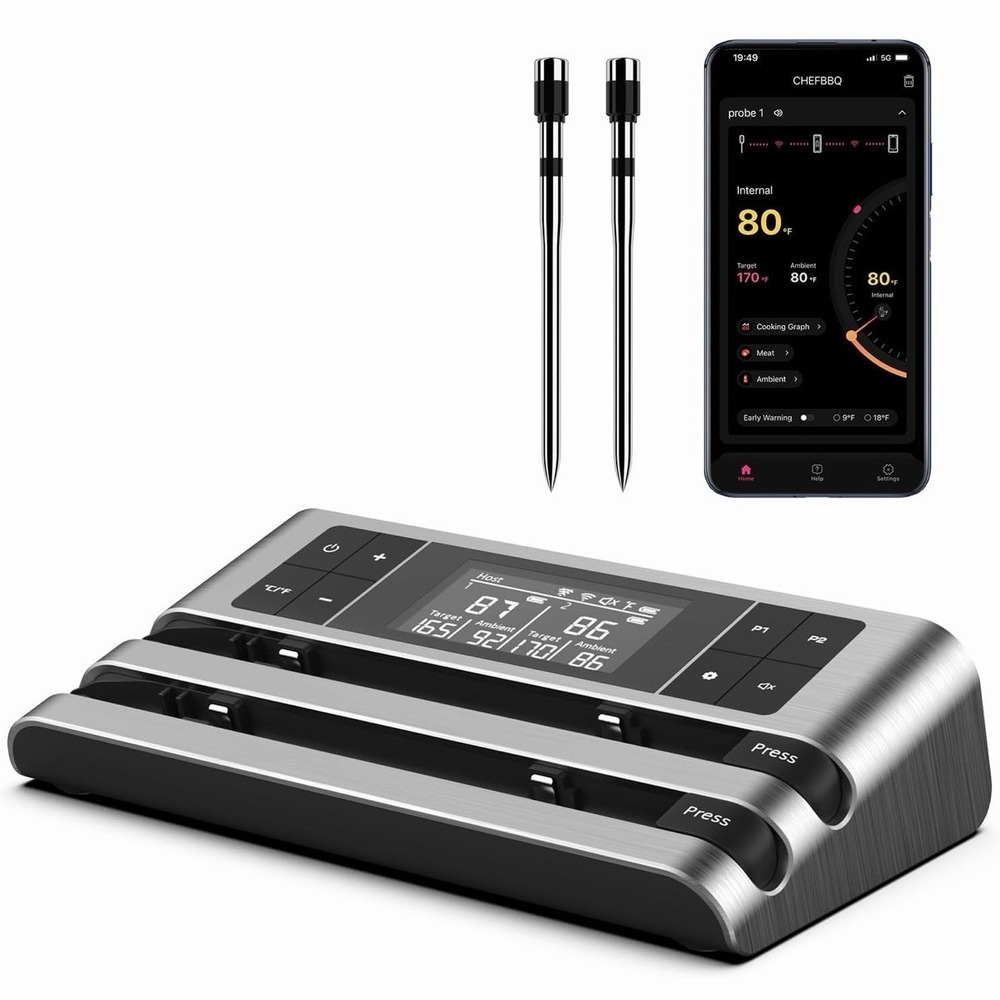 Dewjom Wireless Meat Thermometer with Dual-Sensor Probe, 500FT Remote Monitoring